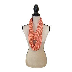 Veond Orange White Striped Infinity Scarf Soft Spring Classicore Cottagecore